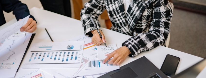 Finance team reviewing charts