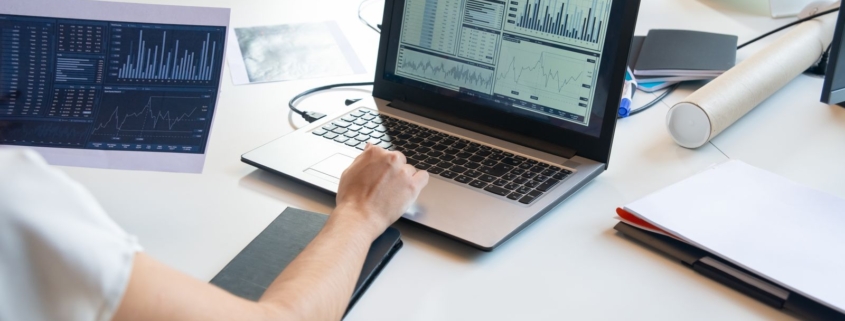 Laptop financial charts