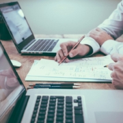 Predictive budgeting analysis Financial analysis and planning at a desk