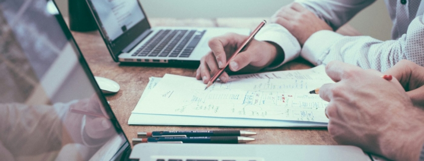 Financial analysis and planning at a desk